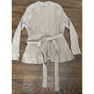 Women's Plus 2X Ava & Viv Cardigan Open Front Camel Tan Career Cozy Tie Belt